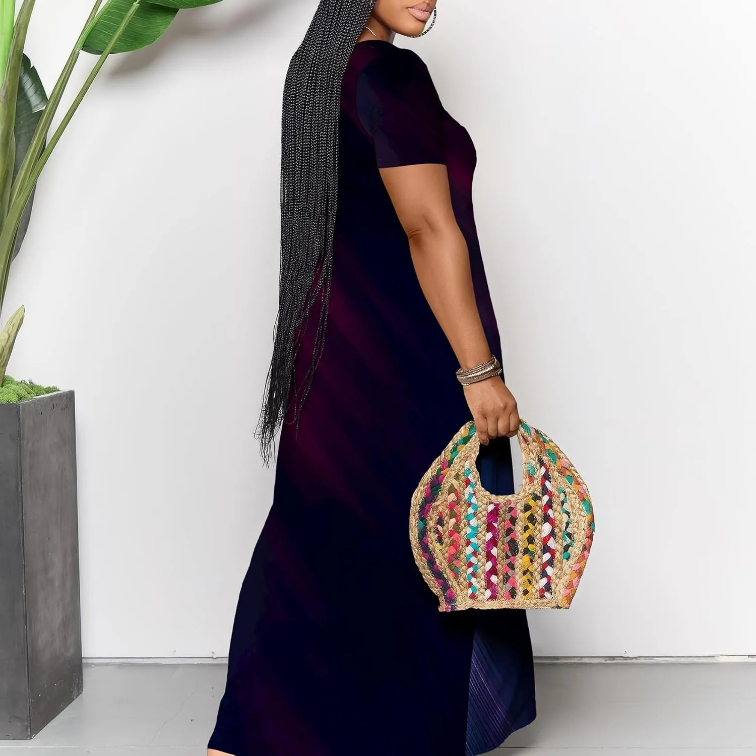 Women's Plus Size Summer Dresses Print Maxi Dresses Flowy Sundresses Plus Size A-Line Skirts for Curvy Women