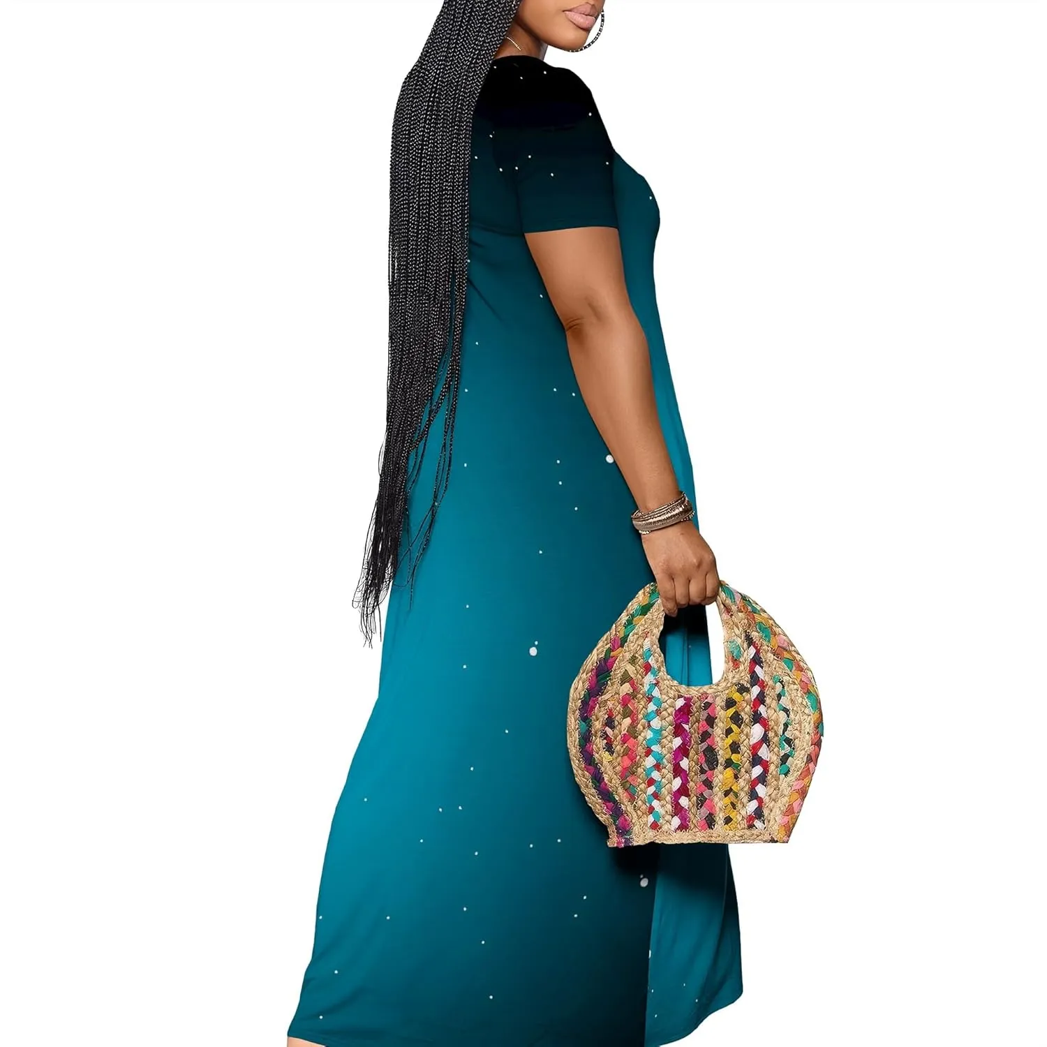 Women's Plus Size Summer Dresses Print Maxi Dresses Flowy Sundresses Plus Size A-Line Skirts for Curvy Women