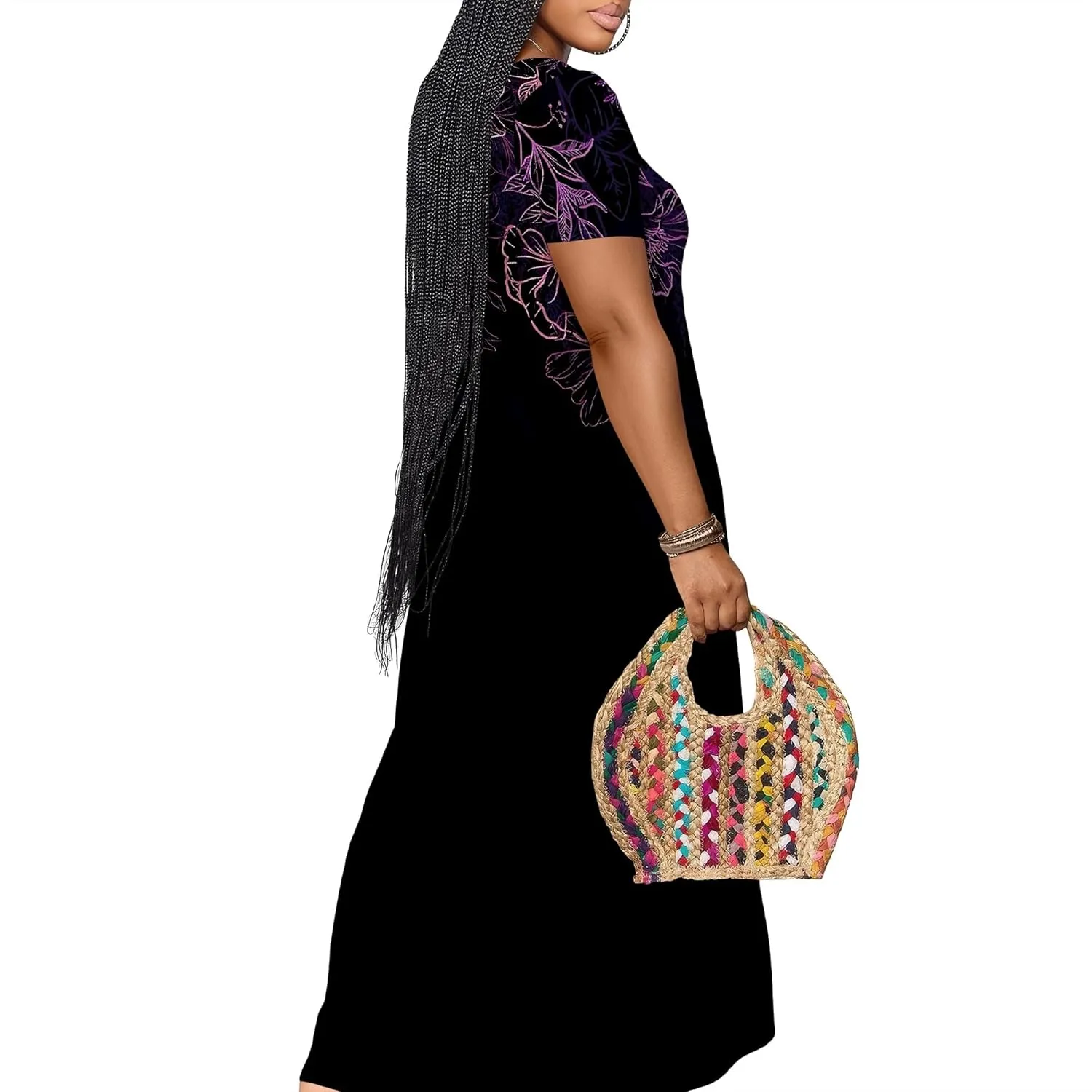 Women's Plus Size Summer Dresses Print Maxi Dresses Flowy Sundresses Plus Size A-Line Skirts for Curvy Women