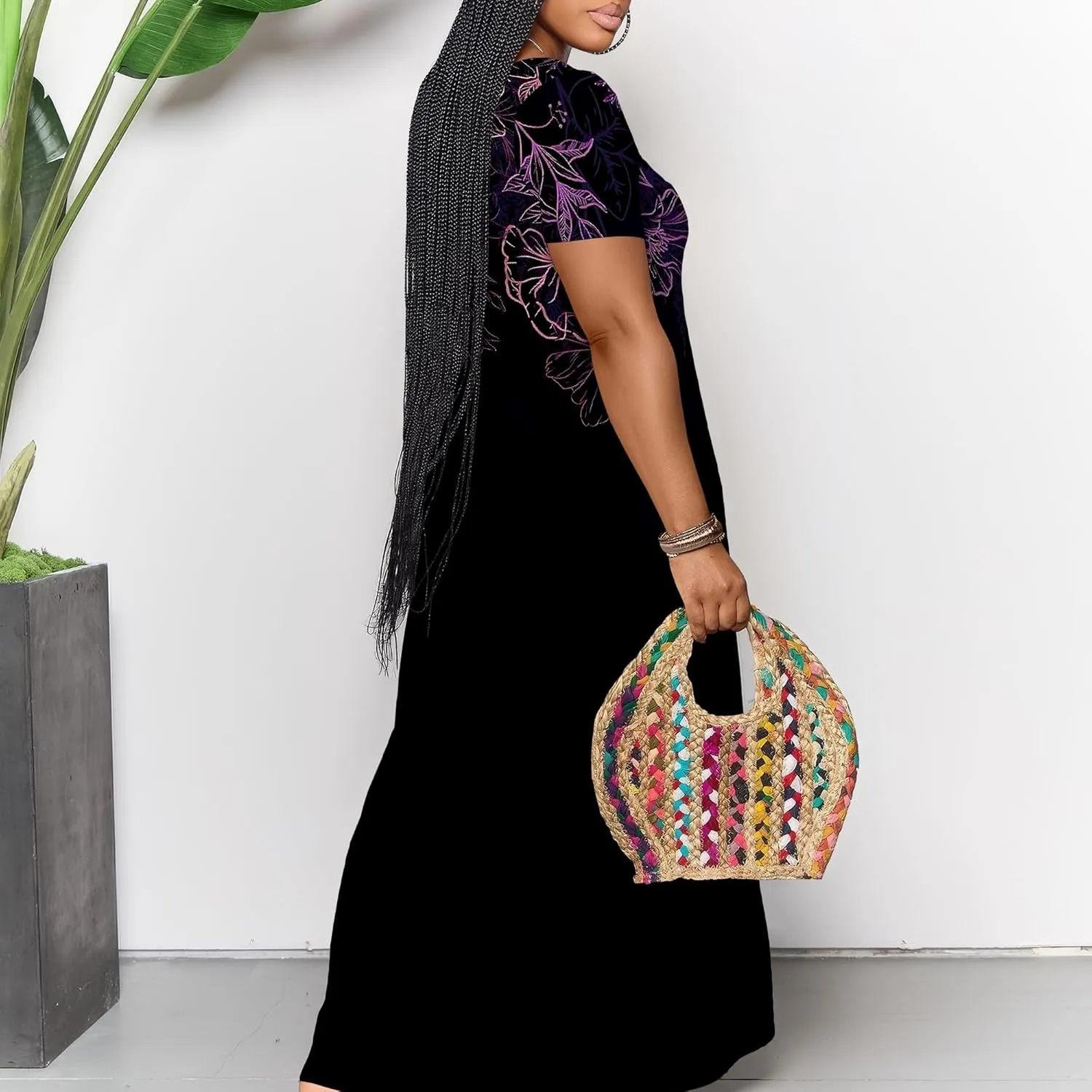 Women's Plus Size Summer Dresses Print Maxi Dresses Flowy Sundresses Plus Size A-Line Skirts for Curvy Women