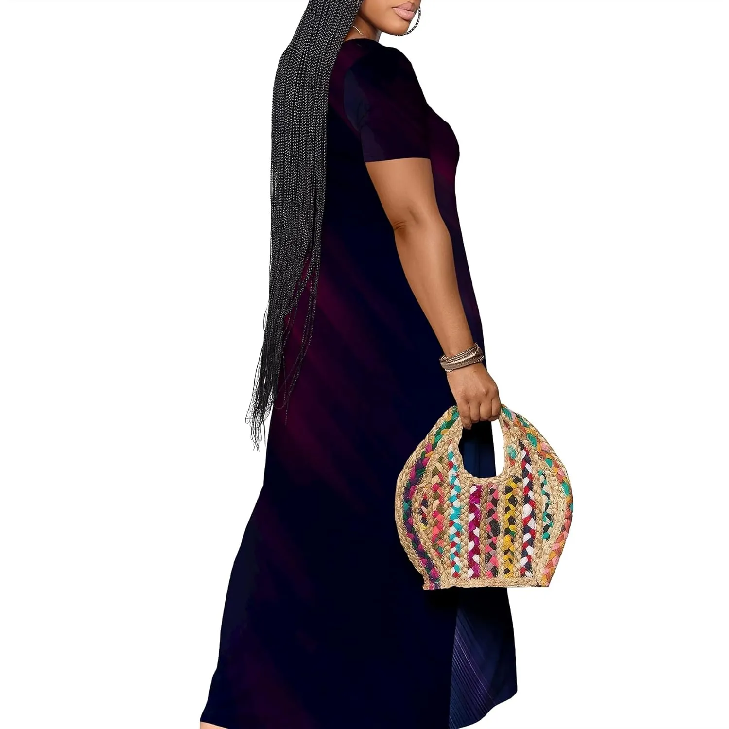 Women's Plus Size Summer Dresses Print Maxi Dresses Flowy Sundresses Plus Size A-Line Skirts for Curvy Women