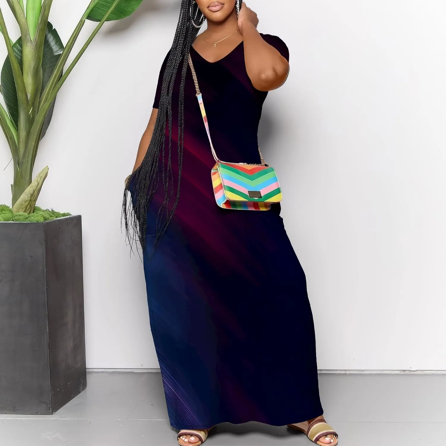 Women's Plus Size Summer Dresses Print Maxi Dresses Flowy Sundresses Plus Size A-Line Skirts for Curvy Women