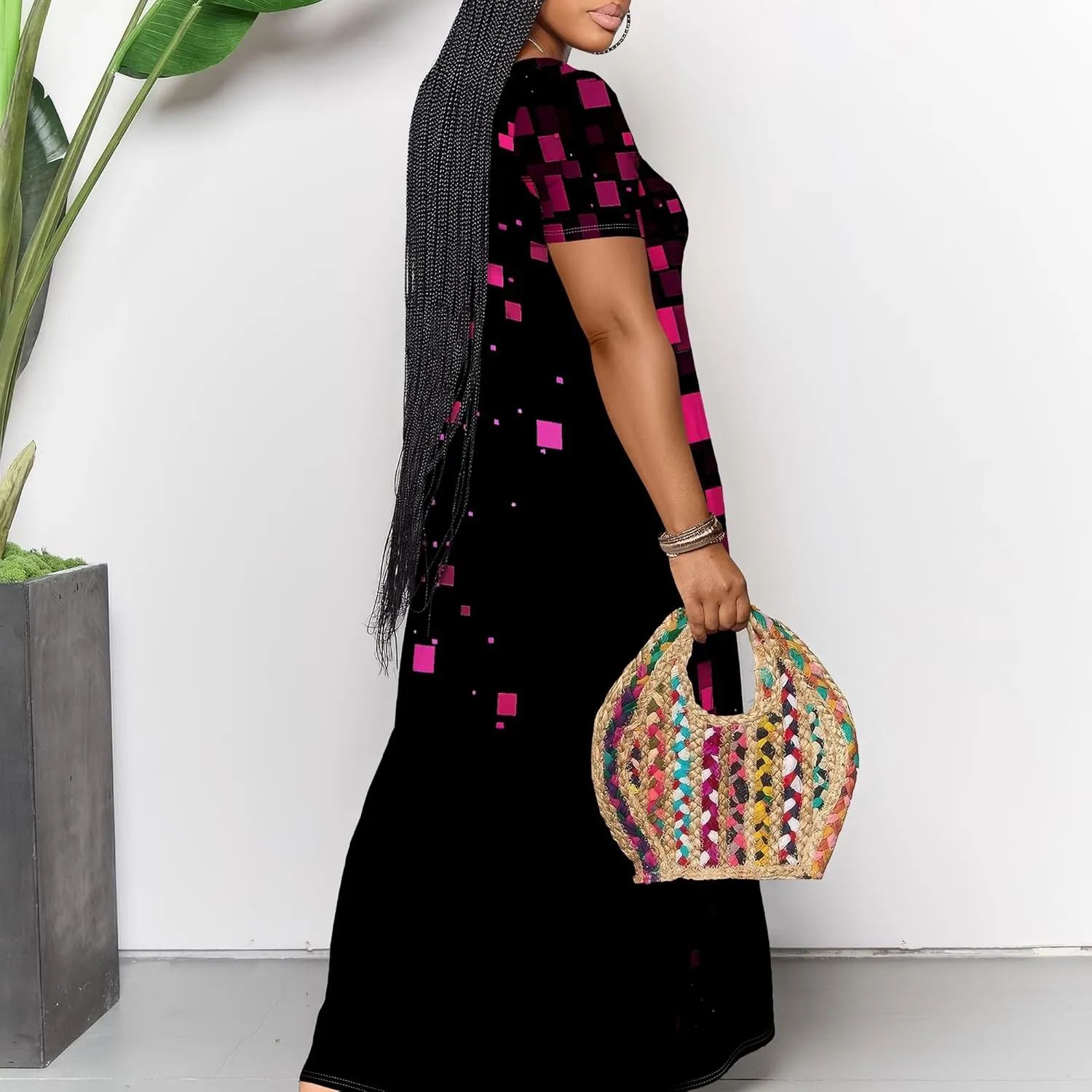 Women's Plus Size Summer Dresses Print Maxi Dresses Flowy Sundresses Plus Size A-Line Skirts for Curvy Women