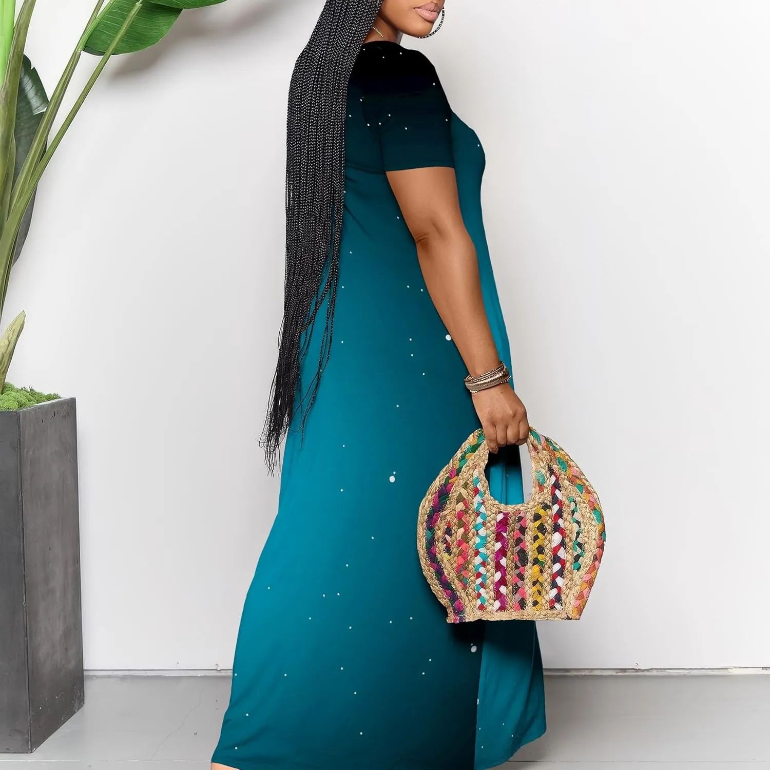 Women's Plus Size Summer Dresses Print Maxi Dresses Flowy Sundresses Plus Size A-Line Skirts for Curvy Women