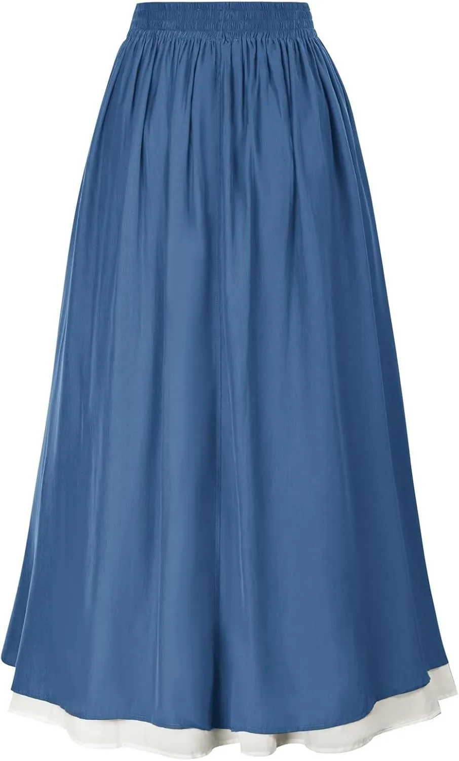Women's Renaissance Skirt Victorian Peasant Double-Layer Maxi Long Skirts Casual Elastic Waisted Skirt Retro Costumes