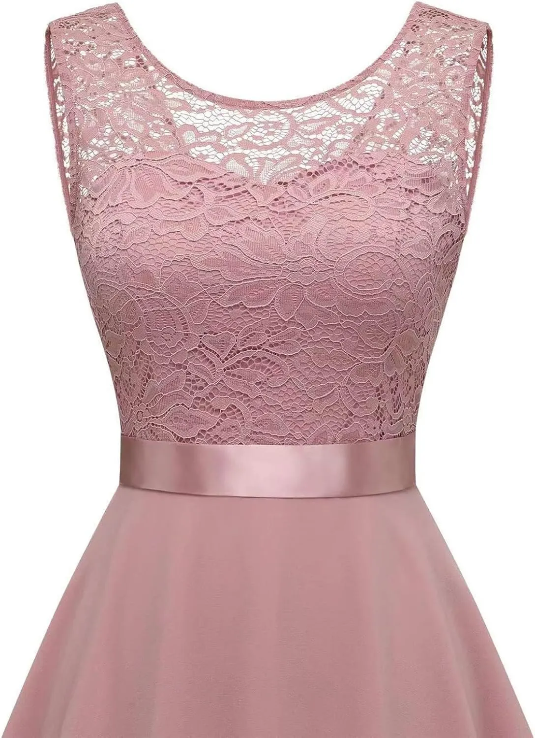 Women's Retro Lace Contrast Chiffon Dress Ruffle Wedding Evening Maxi Dress Sleeveless Club Party Dresses