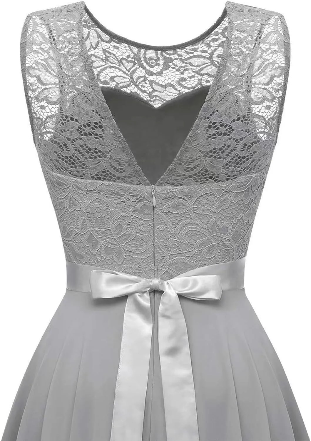 Women's Retro Lace Contrast Chiffon Dress Ruffle Wedding Evening Maxi Dress Sleeveless Club Party Dresses