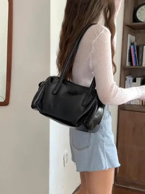 Women's Retro Leather Large Capacity Shoulder Underarm Bag Handbag Commuting Totes Pillow Bowling Bag Versatile Clutch Hobo