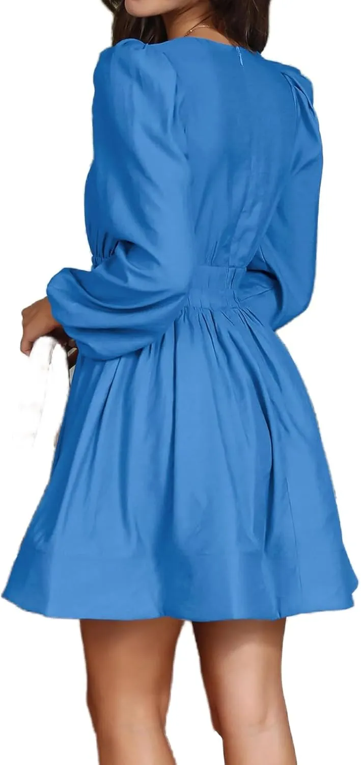 Women's Summer Mini Dress Deep V Neck Sundresses Sexy High Waist Ruffle Dresses Beach Trendy Dress 2025