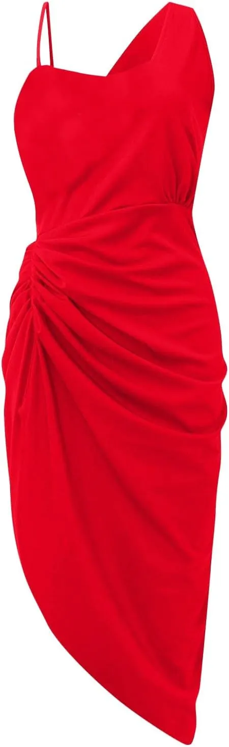 Women's Summer Sexy Elegant Trendy Solid Color Cold Shoulder Sequins Split Party Cocktail Prom Dress, S-3XL
