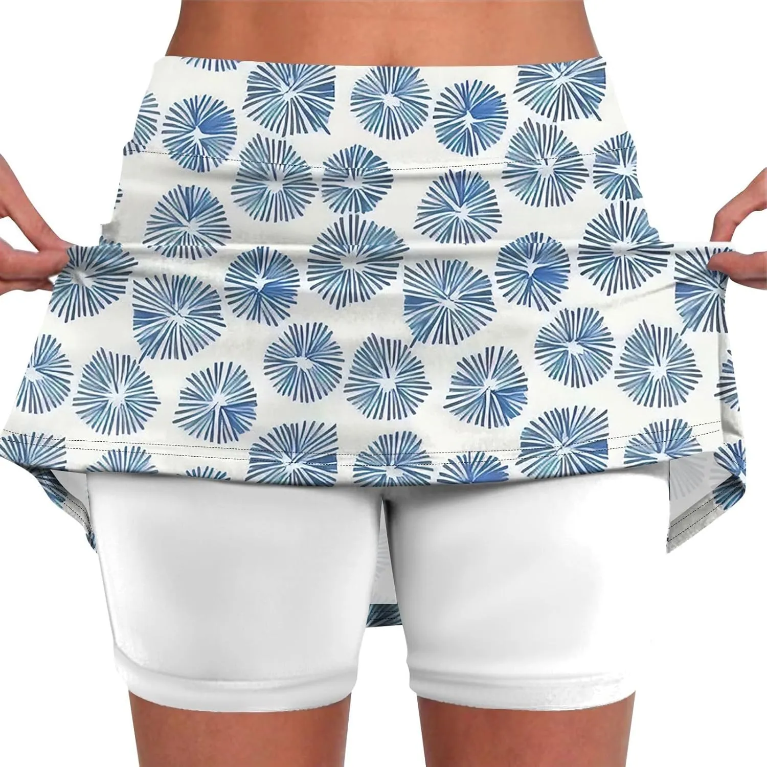 Women's Tennis Golf Skirts Floral Printed High Waist Skorts with Pockets Athletic Sports Running Workout Inner Shorts