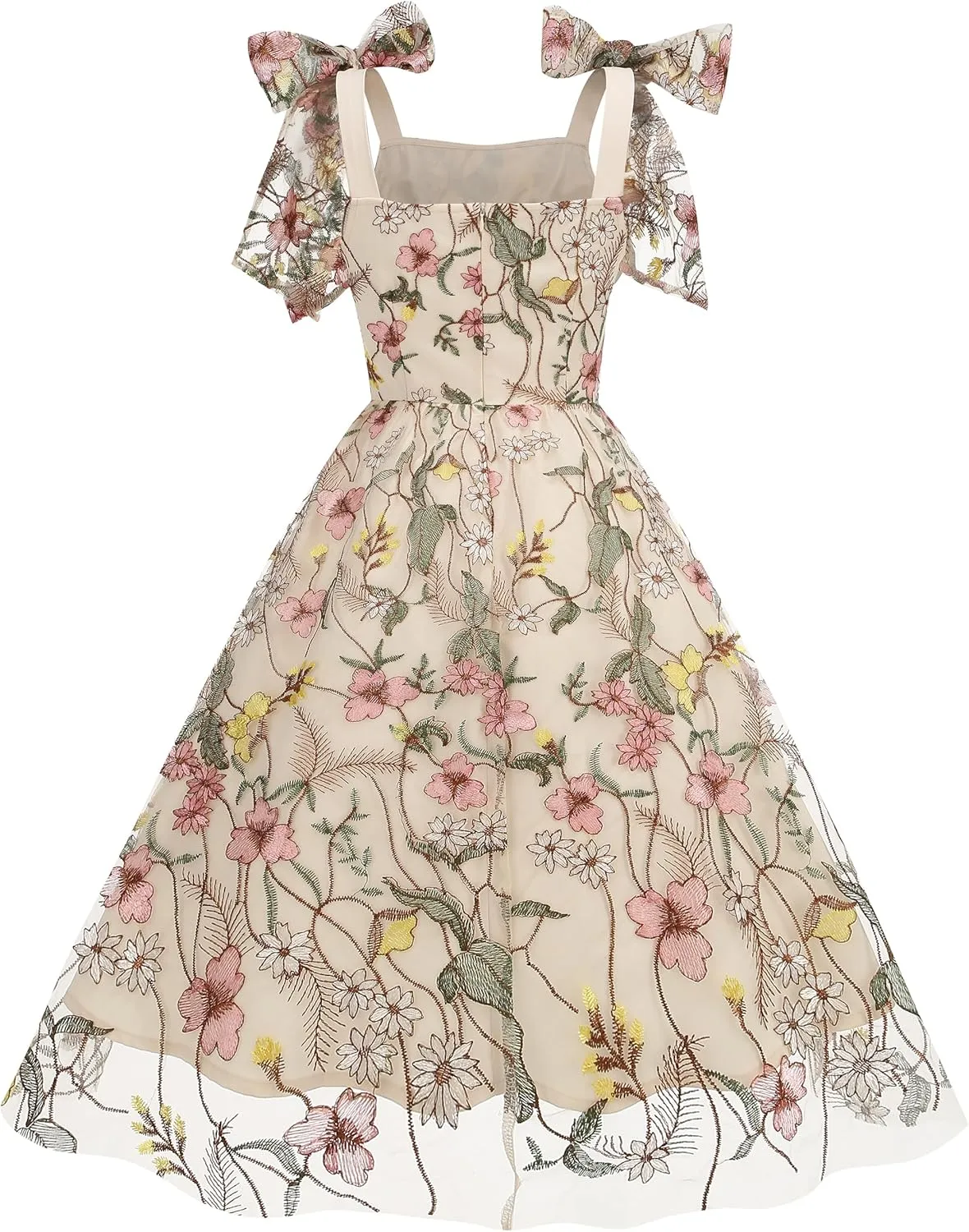Women's Tie Strap Tulle Prom Dresses Sweetheart Flower Embroidery Dress Short Formal Party Mini Homecoming Dresses