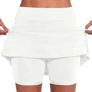 Women's Trendy Hiking Cargo Skort Skirt High Waisted Golf Casua Workout Sport Skirts with Pockets Build in Shorts