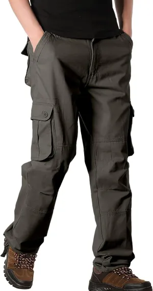 Work Pants for Men Big and Tall Casual Fleece Loose Open Bottom Athletic Pants Straight Leg Outdoor Hiking Pants