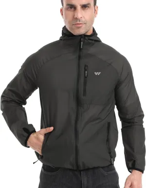 Wulibike Mens Windbreaker Jackets Lightweight men's cycling jacket with Hood Unisex Packable Golf Running Wind Breaker Jacket