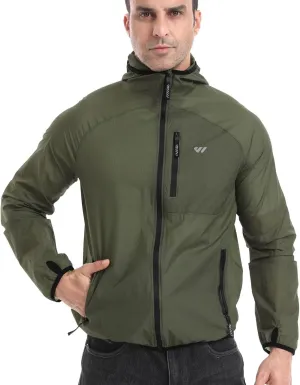 Wulibike Mens Windbreaker Jackets Lightweight men's cycling jacket with Hood Unisex Packable Golf Running Wind Breaker Jacket