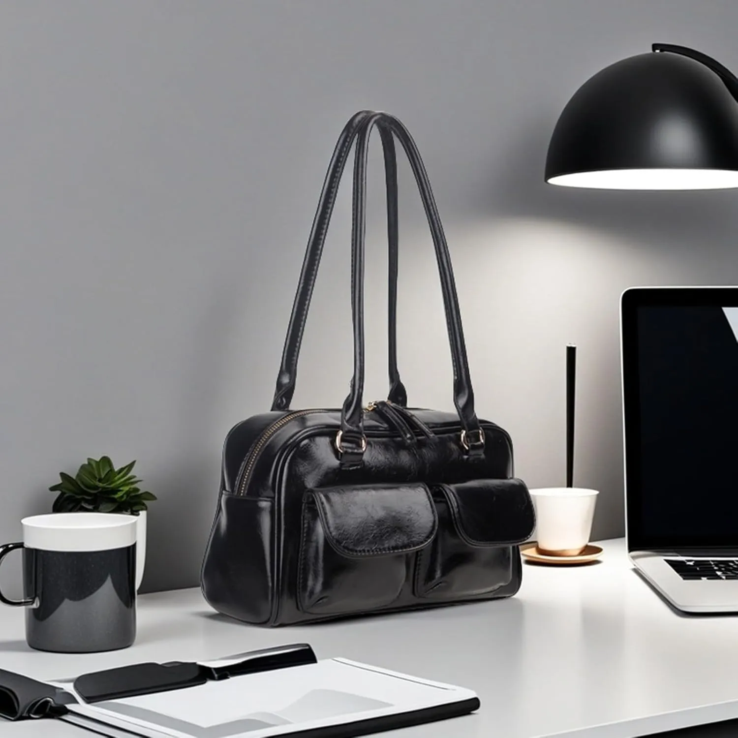 Y2K Shoulder Purses for Women Trendy - PU Leather Retro Boston Handbag, Lightweight and Versatile for Work and Travel