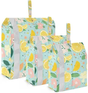Yellow Lemon Floral Packing Cubes for Travel 3 Set Compression Packing Cube Suitcase Organizer Bags for Travel Essentials
