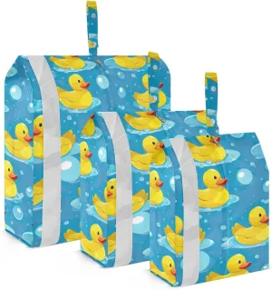 Yellow Rubber Ducks Blue Packing Cubes for Travel 3 Set Travel Compression Bags Luggage Organizer Bags for Suitcase