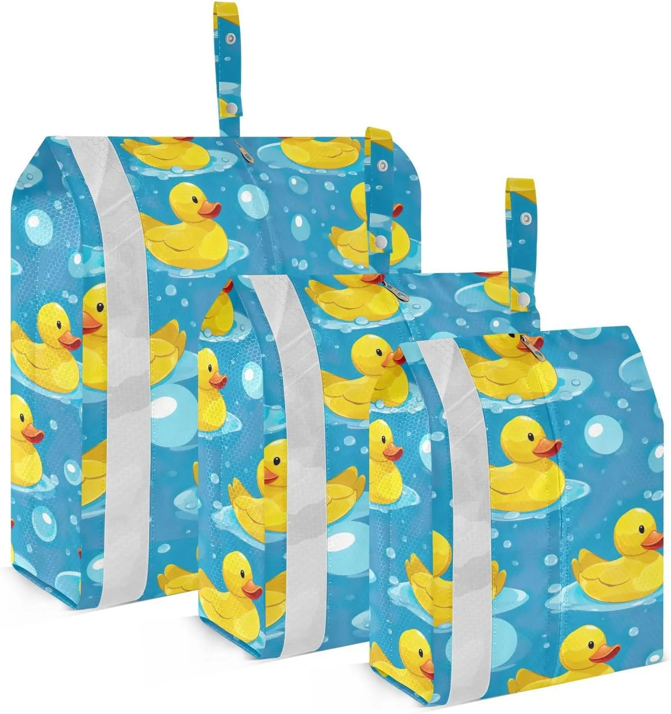 Yellow Rubber Ducks Blue Packing Cubes for Travel 3 Set Travel Compression Bags Luggage Organizer Bags for Suitcase