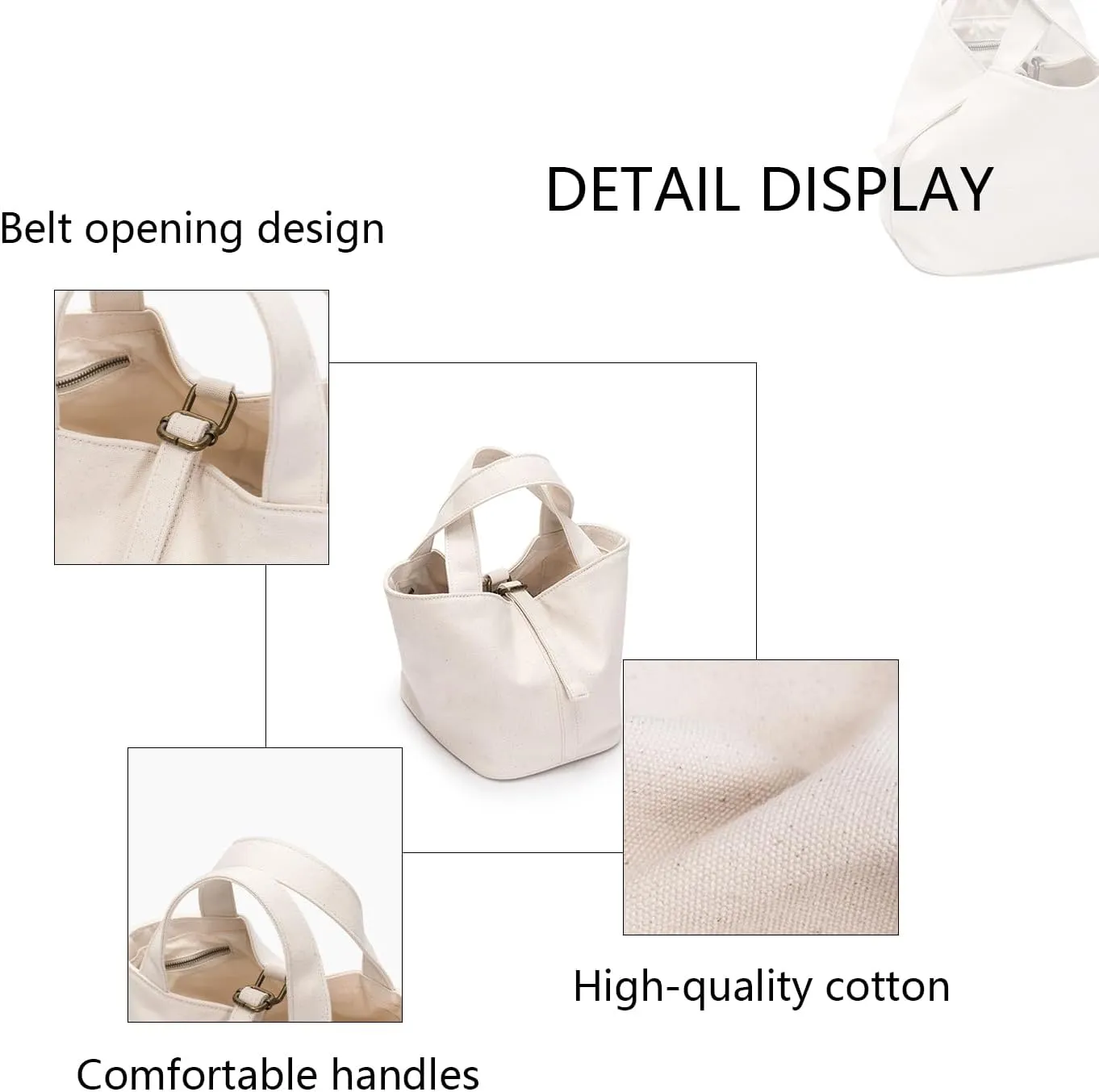 YONBEN Tote Bucket Bag -Simple and Comfortable Handbag with Belt Opening Design Lightweight and Versatile Bucket Bag