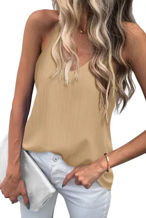 Zeagoo Camisole Tops for Women V-Neck Spaghetti Strap Tank Top Long Sexy Flowy Summer Textured Sleeveless Tops
