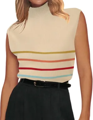 Zeagoo Women's 2025 Mock Turtle Neck Sweater Vest Sleeveless Knit Pullover Tank Tops Casual Trendy Slim Fitted Tops