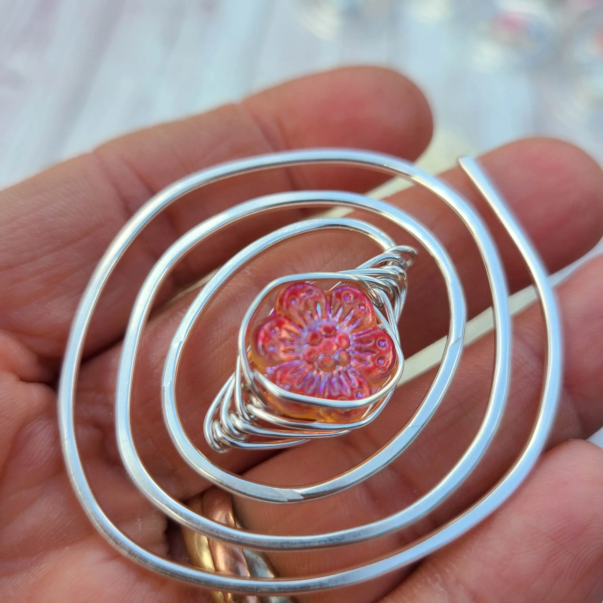 Zinnia Flower Shawl Pin - Twirl Silver