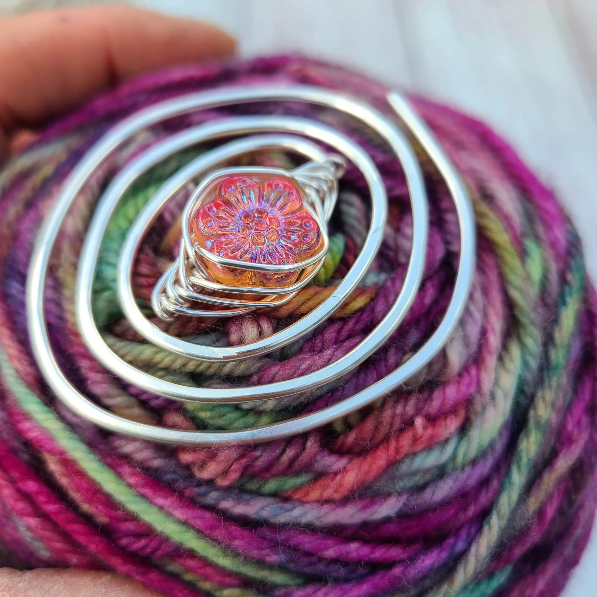 Zinnia Flower Shawl Pin - Twirl Silver