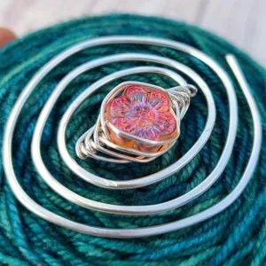 Zinnia Flower Shawl Pin - Twirl Silver