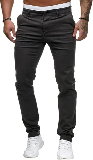 ZWRXW Men's Pants Slim Fit Casual Stretch Sweatpants Flat-Front Skinny Dress Comfy Chino Long Pant with Pockets